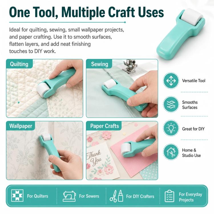 Seam Roller for Sewing and Quilting Hand Pressure Roller for Fabric Pressing DIY Crafting Tool - Light Green