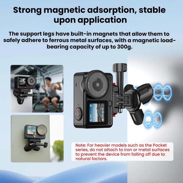 For DJI Osmo Pocket 4 / 3 / Insta360 X5 BRDRC Tripod Magnetic Mount - Black