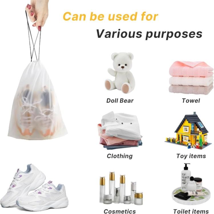 5pcs /Pack Shoe Bags for Travel Large Waterproof Drawstring Bags for Storage Clear Frosted Dustproof Travel Organizer Pouches 30 x 40cm