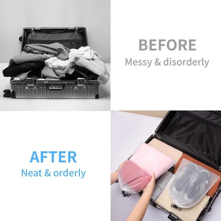 5pcs /Pack Shoe Bags for Travel Large Waterproof Drawstring Bags for Storage Clear Frosted Dustproof Travel Organizer Pouches 30 x 40cm
