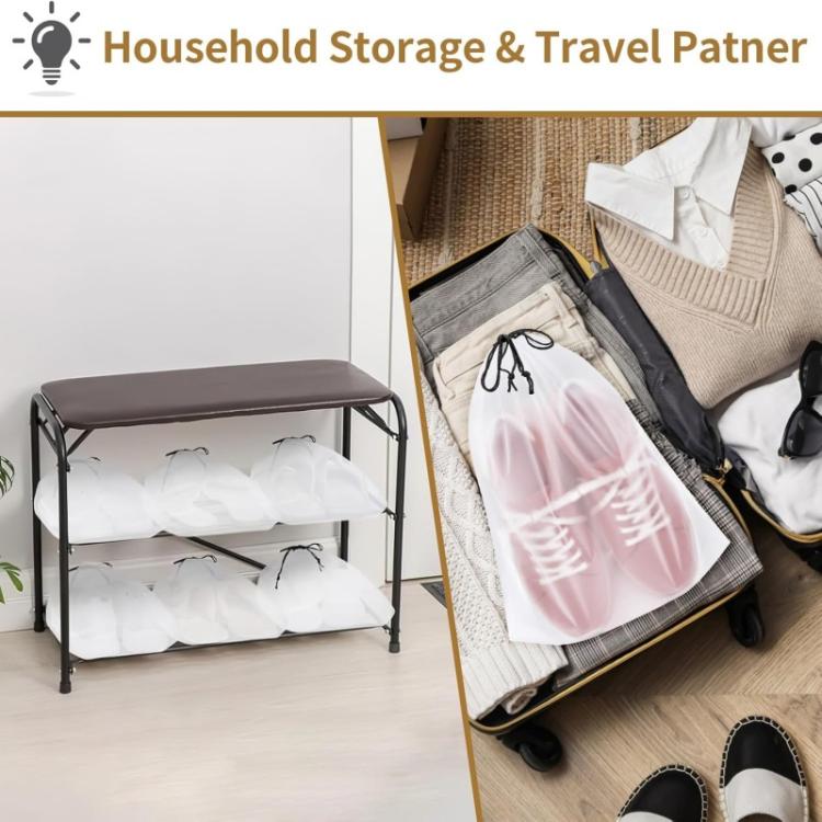 5pcs /Pack Shoe Bags for Travel Large Waterproof Drawstring Bags for Storage Clear Frosted Dustproof Travel Organizer Pouches 30 x 40cm