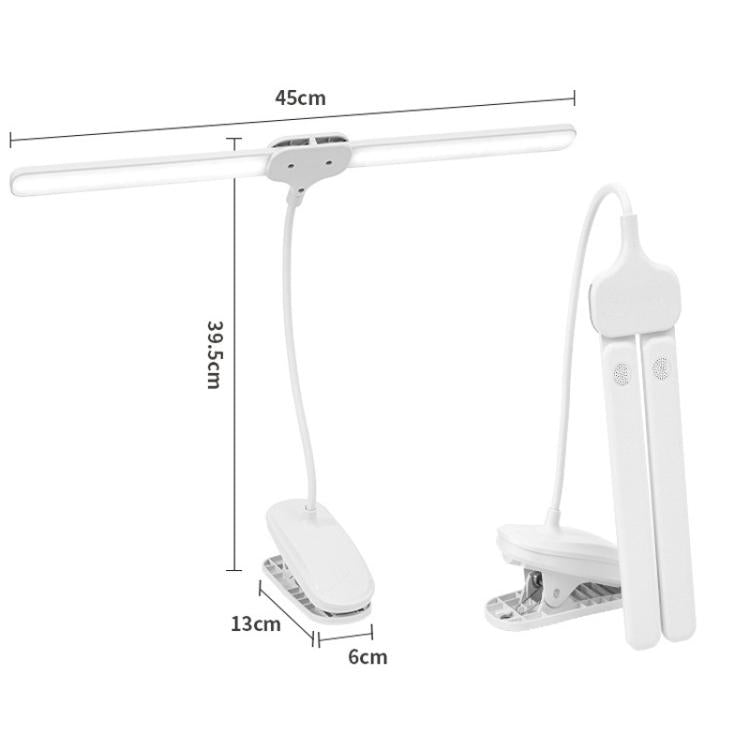 Xiajule Dual-Head Eye-Caring Clip On Lamp, Portable LED Rechargeable Student Reading Lamp, Spec: 800mAh