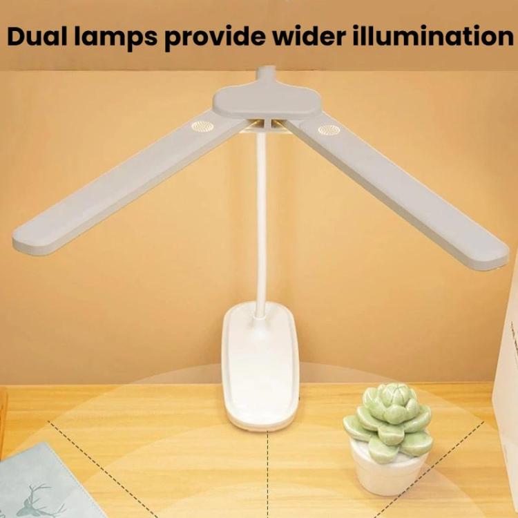 Xiajule Dual-Head Eye-Caring Clip On Lamp, Portable LED Rechargeable Student Reading Lamp, Spec: 1200mAh