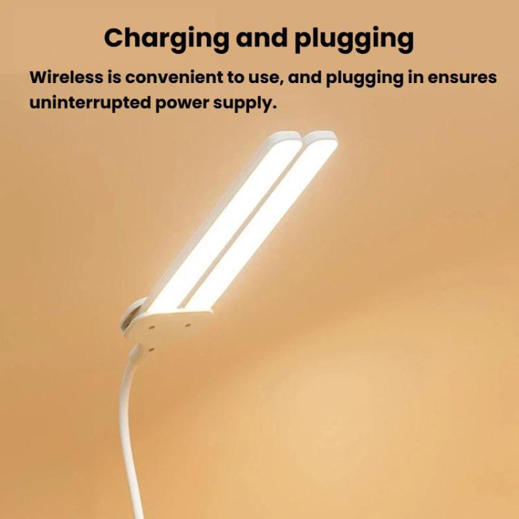Xiajule Dual-Head Eye-Caring Clip On Lamp, Portable LED Rechargeable Student Reading Lamp, Spec: 1200mAh