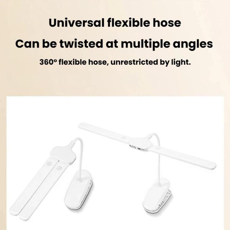 Xiajule Dual-Head Eye-Caring Clip On Lamp, Portable LED Rechargeable Student Reading Lamp, Spec: 800mAh