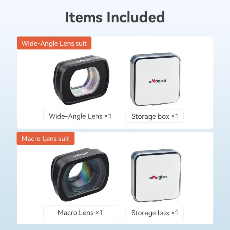 aMagisn Wide Angle Lens 0.72X For DJI Osmo Pocket 4/3 Magnetic Optical Glass Lens Filter with Aluminum Alloy Frame
