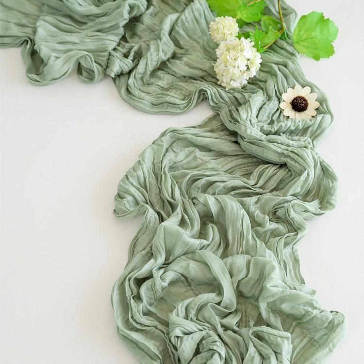 Crepe Table Runner Wedding Party Decoration Pleated Gauze, Size: 90x180cm
