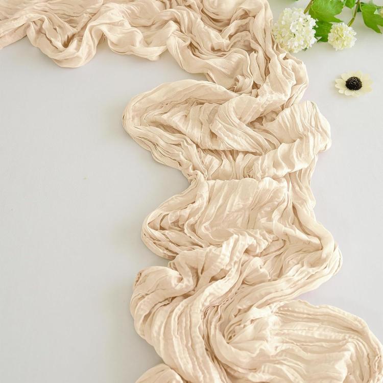 Crepe Table Runner Wedding Party Decoration Pleated Gauze, Size: 90x180cm