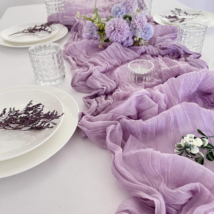 Crepe Table Runner Wedding Party Decoration Pleated Gauze, Size: 90x180cm