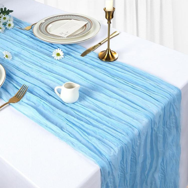 Crepe Table Runner Wedding Party Decoration Pleated Gauze, Size: 90x180cm