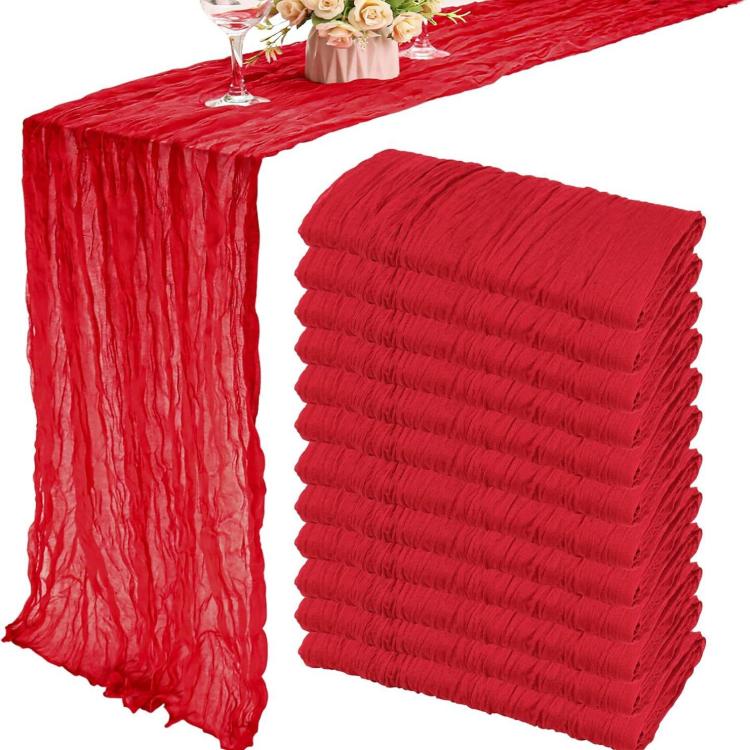 Crepe Table Runner Wedding Party Decoration Pleated Gauze, Size: 90x180cm