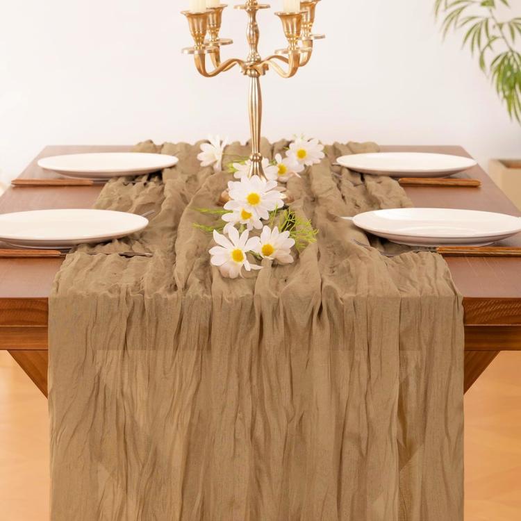 Crepe Table Runner Wedding Party Decoration Pleated Gauze, Size: 90x180cm