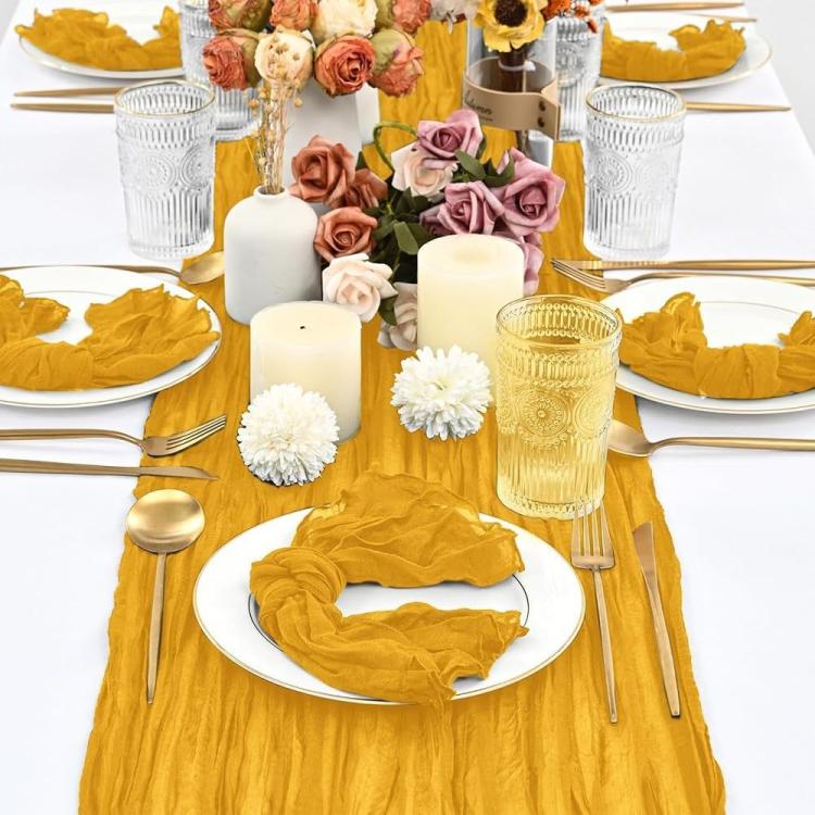 Crepe Table Runner Wedding Party Decoration Pleated Gauze, Size: 90x300cm