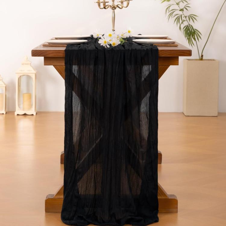 Crepe Table Runner Wedding Party Decoration Pleated Gauze, Size: 90x300cm