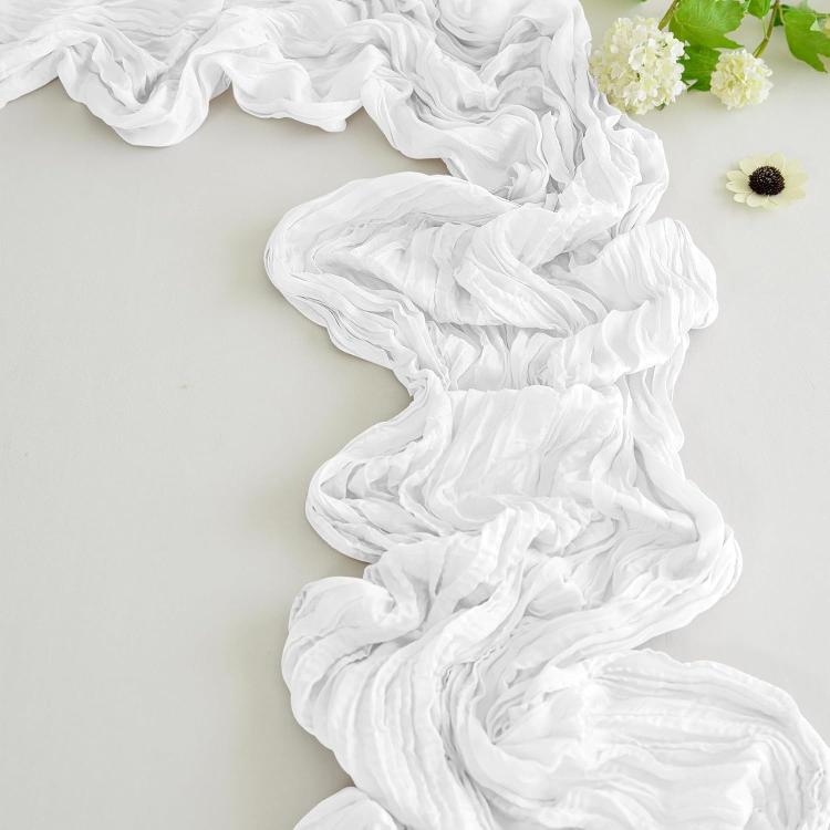 Crepe Table Runner Wedding Party Decoration Pleated Gauze, Size: 90x400cm