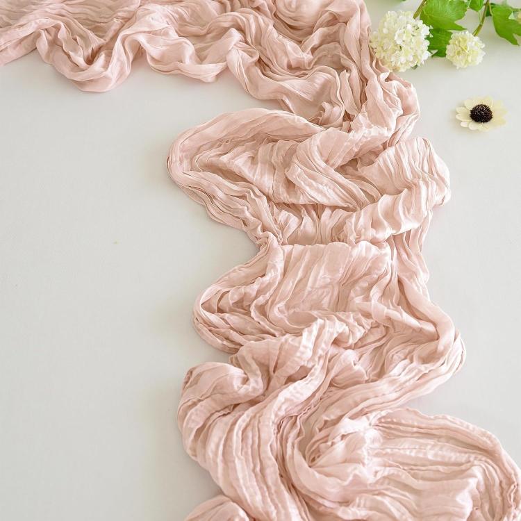 Crepe Table Runner Wedding Party Decoration Pleated Gauze, Size: 90x400cm