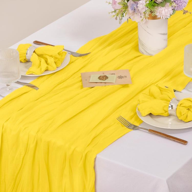 Crepe Table Runner Wedding Party Decoration Pleated Gauze, Size: 90x400cm