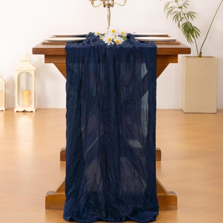 Crepe Table Runner Wedding Party Decoration Pleated Gauze, Size: 90x400cm