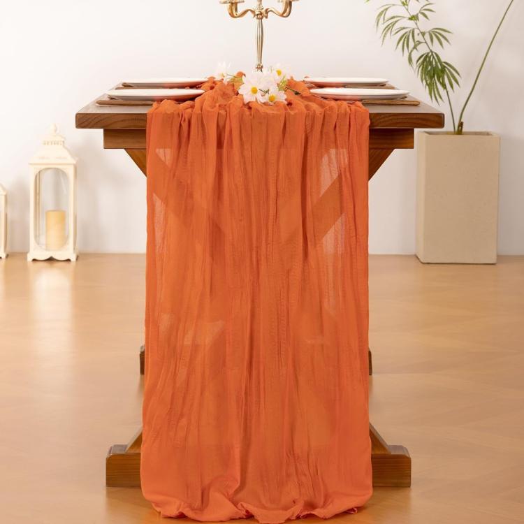 Crepe Table Runner Wedding Party Decoration Pleated Gauze, Size: 90x400cm