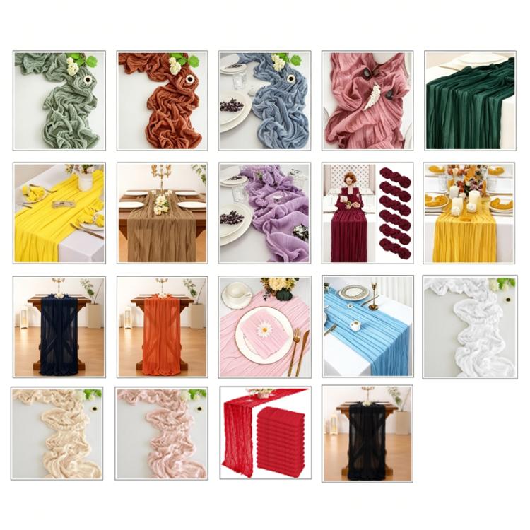 Crepe Table Runner Wedding Party Decoration Pleated Gauze, Size: 90x400cm