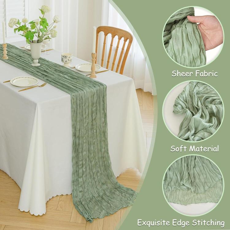 Crepe Table Runner Wedding Party Decoration Pleated Gauze, Size: 90x400cm