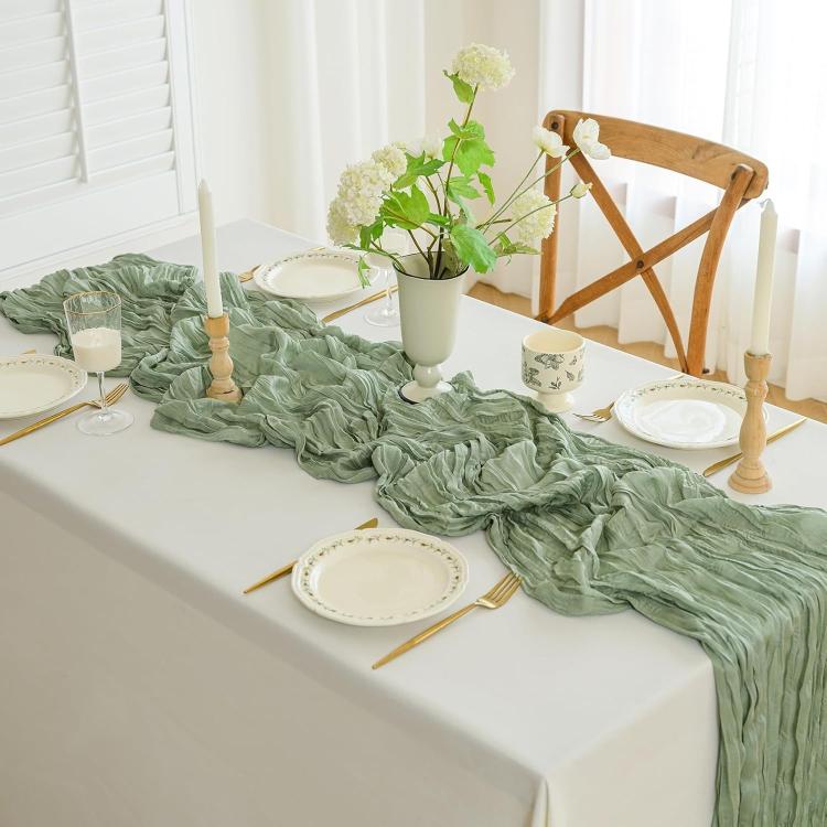 Crepe Table Runner Wedding Party Decoration Pleated Gauze, Size: 90x400cm