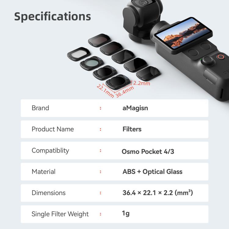 For DJI Osmo Pocket 4 / 3 aMagisn Magnetic Lens Filter VND 6-10 Stop