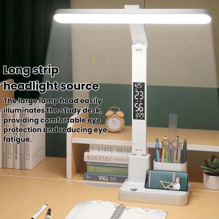 Xiajule Portable LED Desk Lamp With Time Display & Pen Holder, Dimmable Eye-Caring Lamp For Reading Homework, Spec: 1800mAh