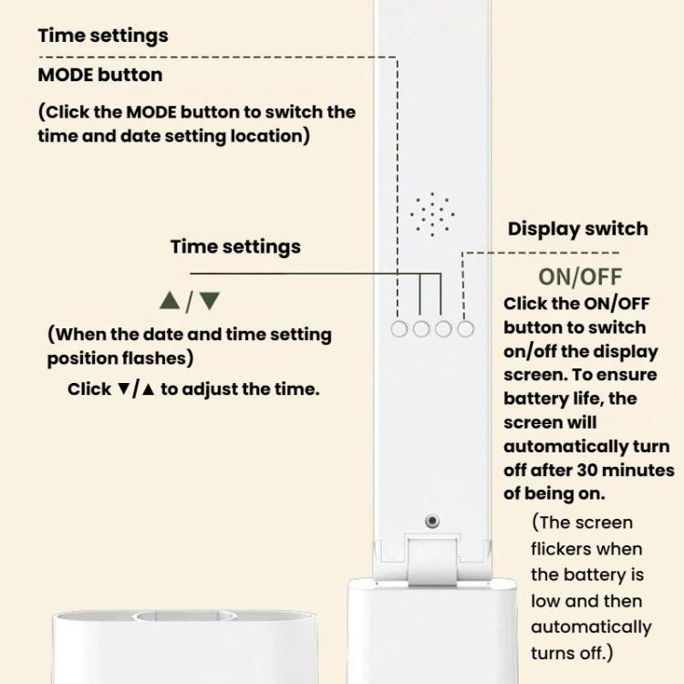 Xiajule Portable LED Desk Lamp With Time Display & Pen Holder, Dimmable Eye-Caring Lamp For Reading Homework, Spec: 1500mAh