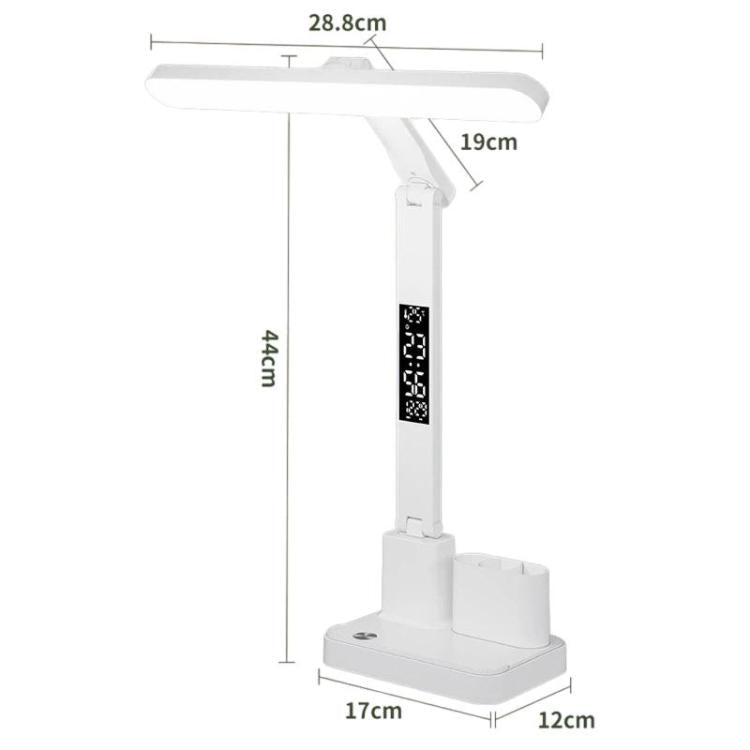 Xiajule Portable LED Desk Lamp With Time Display & Pen Holder, Dimmable Eye-Caring Lamp For Reading Homework, Spec: 1800mAh