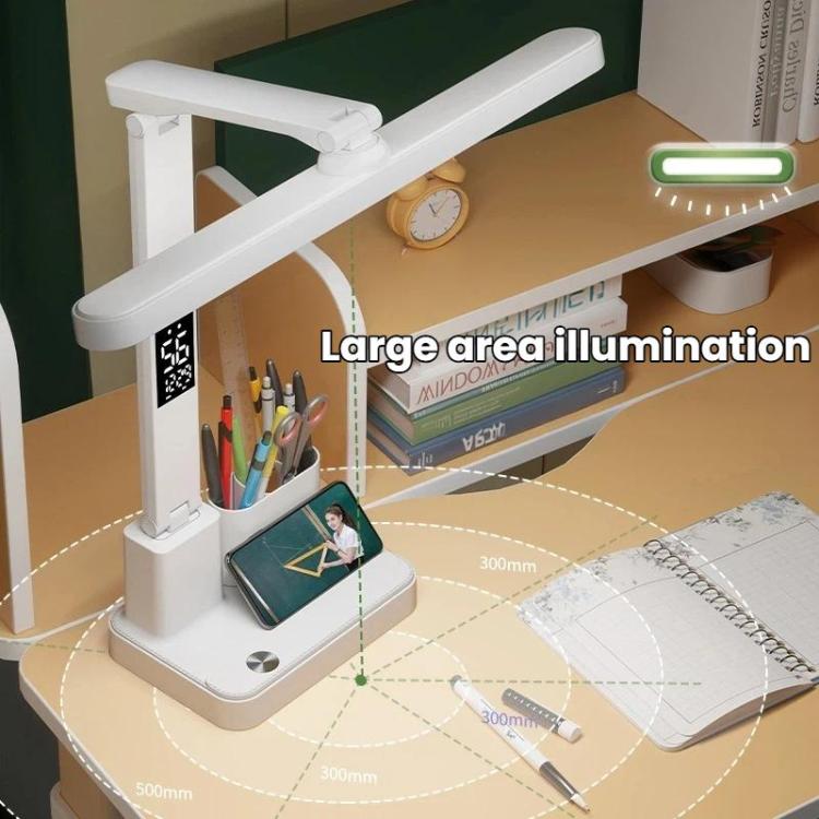 Xiajule Portable LED Desk Lamp With Time Display & Pen Holder, Dimmable Eye-Caring Lamp For Reading Homework, Spec: 1500mAh