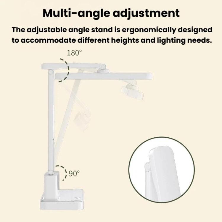 Xiajule Portable LED Desk Lamp With Time Display & Pen Holder, Dimmable Eye-Caring Lamp For Reading Homework, Spec: 1500mAh