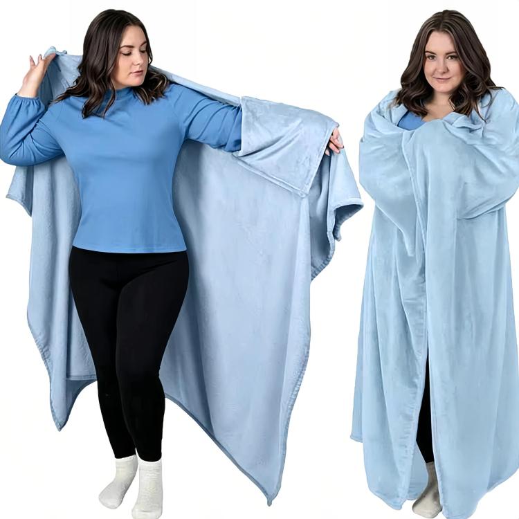 Office/Home Warm Blanket with Sleeves for Outerwear, Size: 177x154cm
