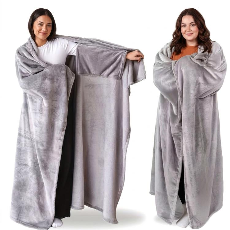 Office/Home Warm Blanket with Sleeves for Outerwear, Size: 177x154cm