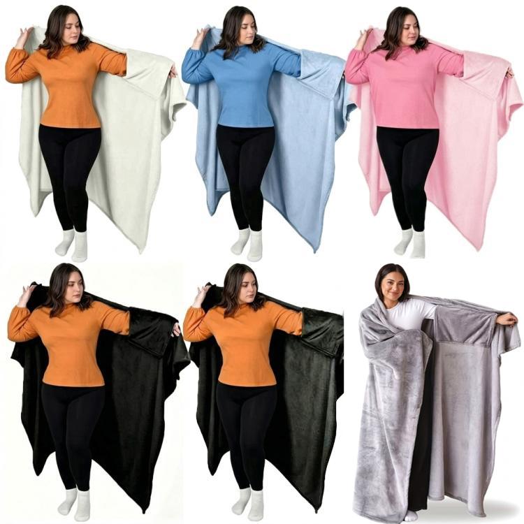 Office/Home Warm Blanket with Sleeves for Outerwear, Size: 177x154cm