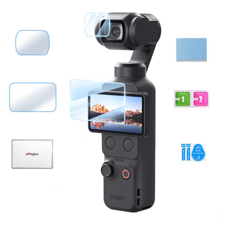 For DJI Osmo Pocket 4/3 aMagisn Screen Protector 9H Tempered Glass Lens & Screen Protective Film 1+1 Pack