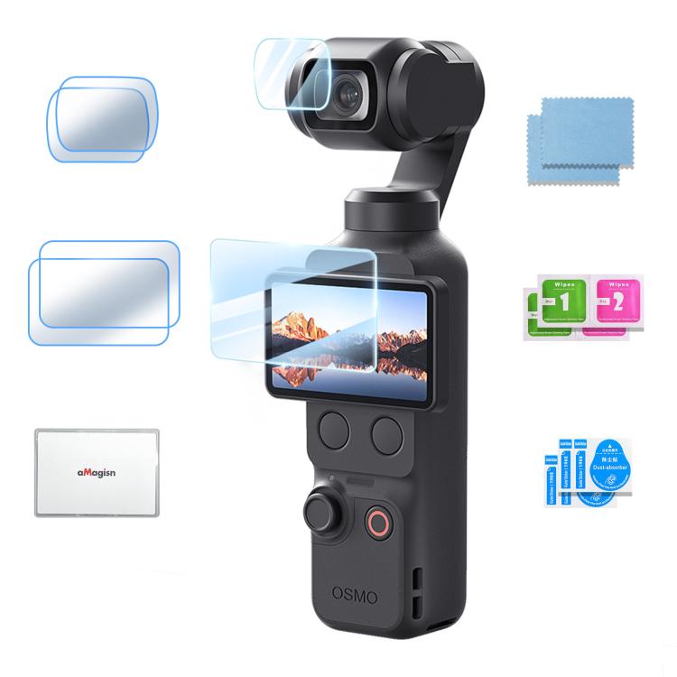 For DJI Osmo Pocket 4/3 aMagisn Screen Protector 9H Tempered Glass Lens & Screen Protective Film 2+2 Pack