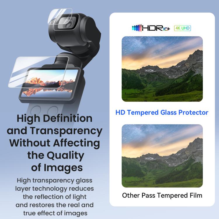 For DJI Osmo Pocket 4/3 aMagisn Screen Protector 9H Tempered Glass Lens & Screen Protective Film 1+1 Pack