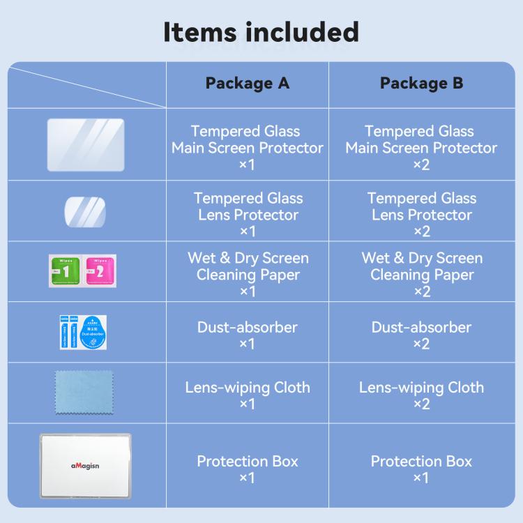 For DJI Osmo Pocket 4/3 aMagisn Screen Protector 9H Tempered Glass Lens & Screen Protective Film 2+2 Pack