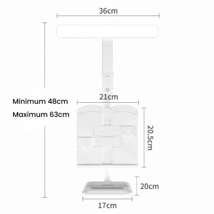 Xiajule Multifunctional Bookshelf Eye-Caring Desk Lamp, Adjustable Brightness LED Bedroom Reading Light - White
