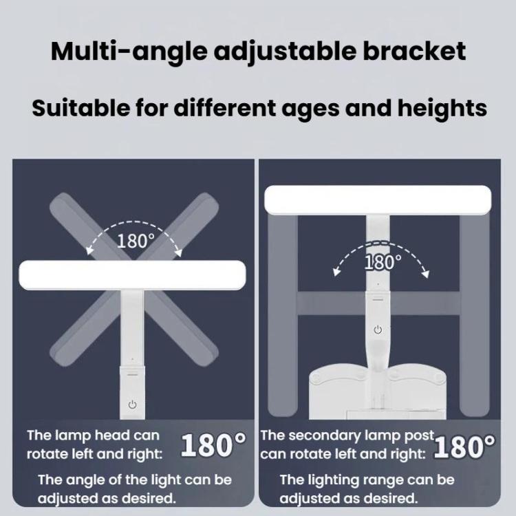 Xiajule Multifunctional Bookshelf Eye-Caring Desk Lamp, Adjustable Brightness LED Bedroom Reading Light - White