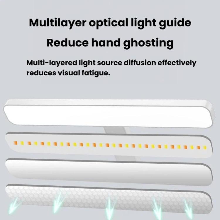 Xiajule Multifunctional Bookshelf Eye-Caring Desk Lamp, Adjustable Brightness LED Bedroom Reading Light - White