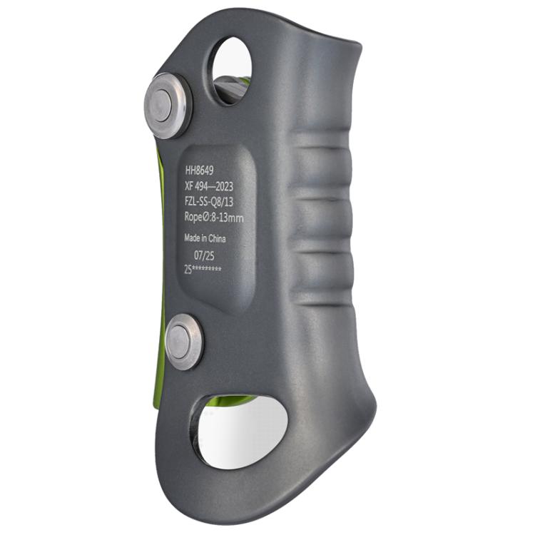 XINDA Rock Climbing Hand Ascender for 8-13mm Rope Ergonomic Handleless Design Climbing Gear for Arborist, Caving, SRT, Tree Climbing, and Rescue - Green Gray