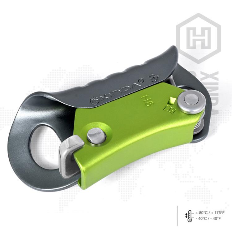 XINDA Rock Climbing Hand Ascender for 8-13mm Rope Ergonomic Handleless Design Climbing Gear for Arborist, Caving, SRT, Tree Climbing, and Rescue - Green Gray