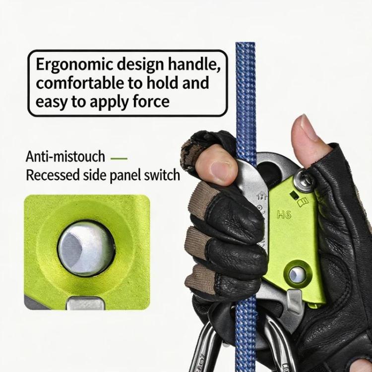 XINDA Rock Climbing Hand Ascender for 8-13mm Rope Ergonomic Handleless Design Climbing Gear for Arborist, Caving, SRT, Tree Climbing, and Rescue - Green Gray
