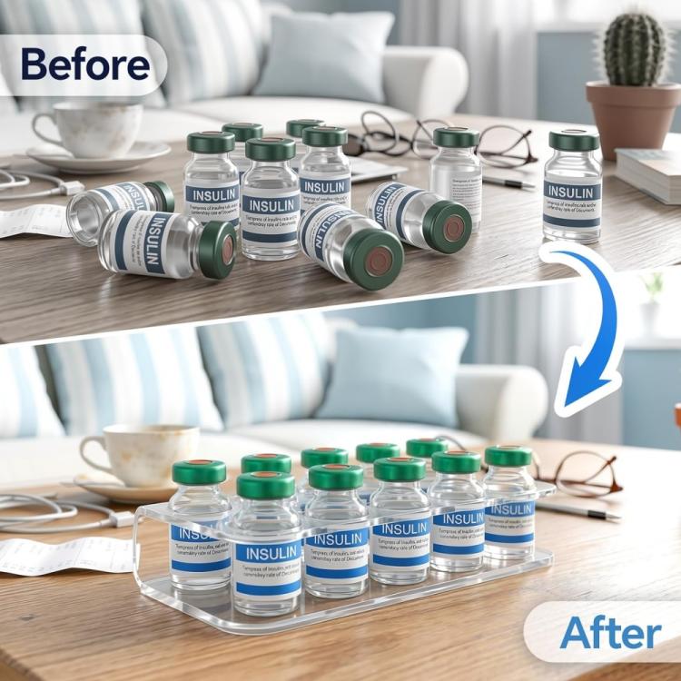 10-Hole Acrylic Insulin Bottle Organizer, Specification: 1pc