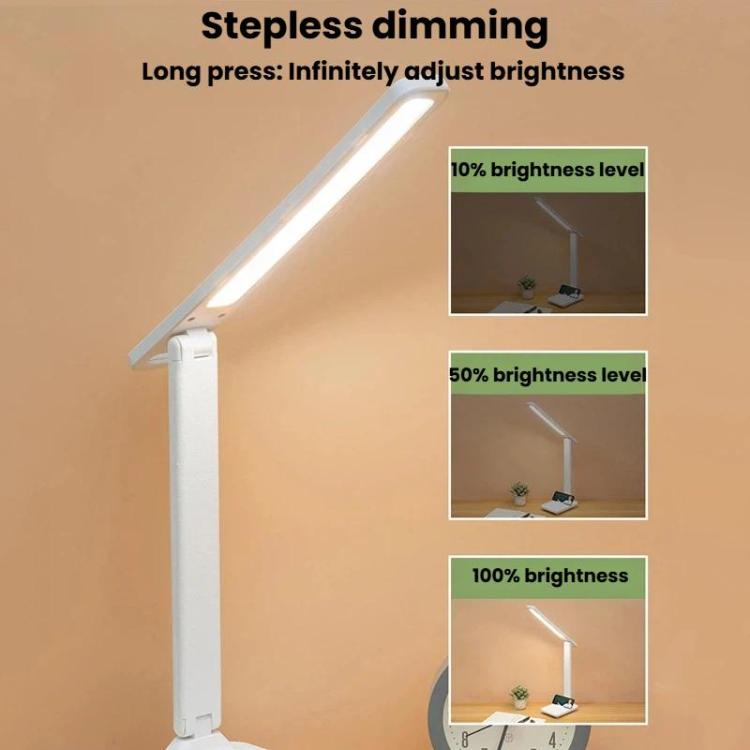 Xiajule Three-Color Temperature LED Folding Eye-Caring Desk Lamp, USB Stepless Dimmable Reading Light For Bedroom Dormitory, Spec: Plug-in