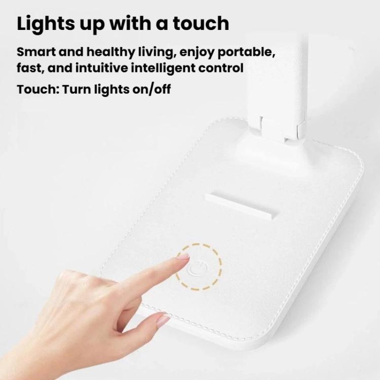 Xiajule Three-Color Temperature LED Folding Eye-Caring Desk Lamp, USB Stepless Dimmable Reading Light For Bedroom Dormitory, Spec: Rechargeable 800mAh