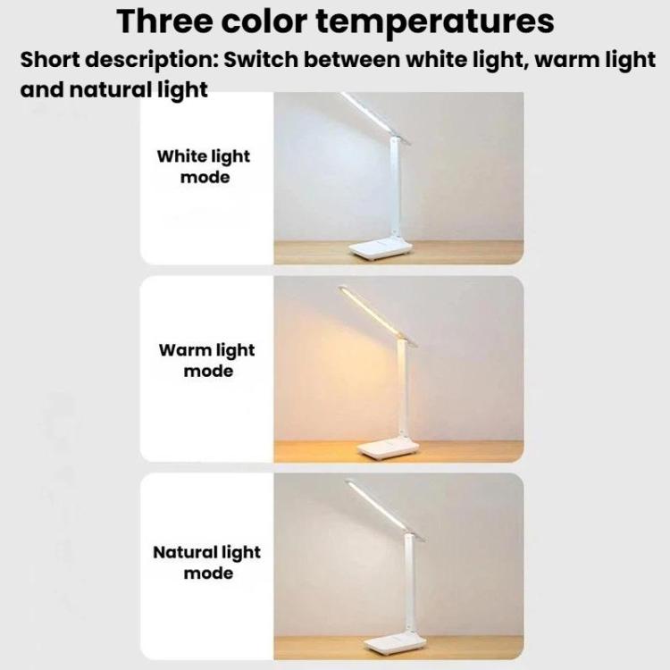 Xiajule Three-Color Temperature LED Folding Eye-Caring Desk Lamp, USB Stepless Dimmable Reading Light For Bedroom Dormitory, Spec: Rechargeable 1200mAh