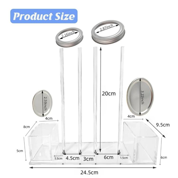Integrated Acrylic Mason Jar Lid Organizer, Fits 12 Wide-Mouth/12 Standard-Mouth Lids and Rings - YX244